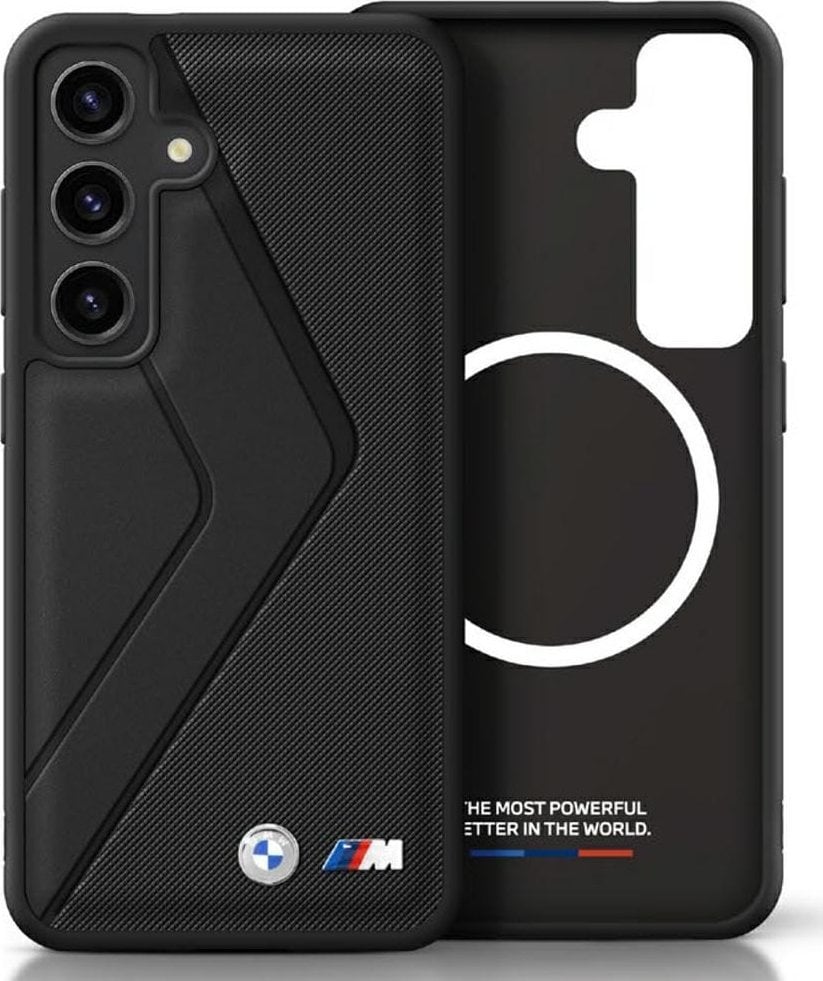BMW Leather Oversized Stripes MagSafe case for Samsung Galaxy S25 black