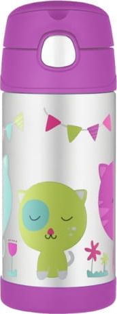 Thermos Termos dla dzieci TH-12001A Kot 0.35 l Srebrno-różowy