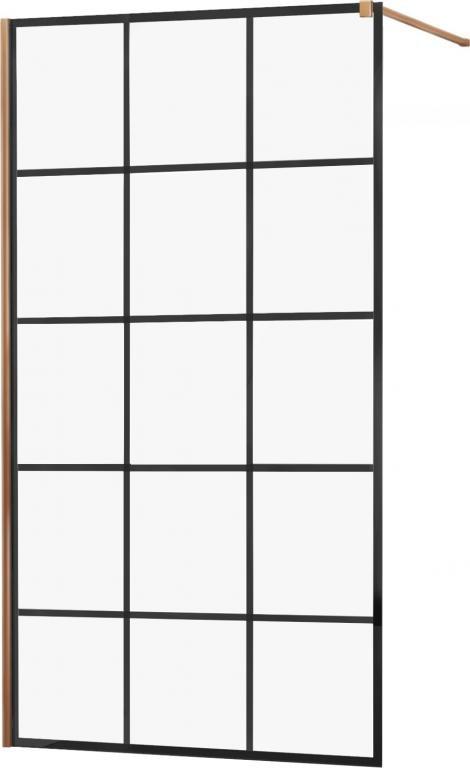 Mexen Mexen Kioto ścianka prysznicowa 120 x 200 cm, transparent/czarny wzór 8 mm, różowe złoto - 800-120-101-60-77