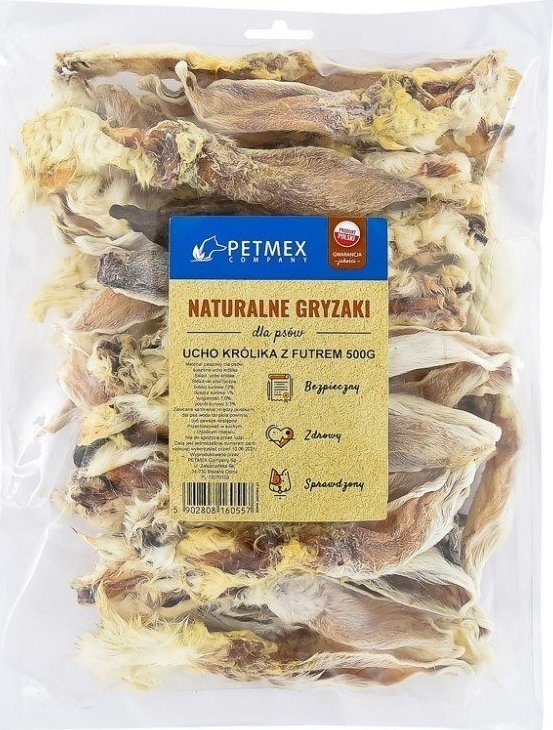 Petmex Gryzak dla psów PETMEX Ucho Królika z futrem 500g