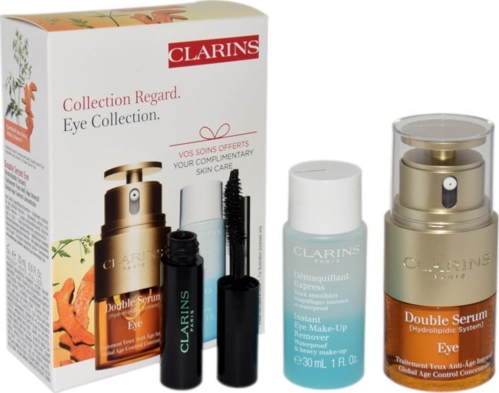 Clarins SET (DOUBLE SERUM EYE 20ML + INSTANT EYE MAKE UP REMOVER 50ML + MASCARA SUPRA LIFT & CURL 3ML)
