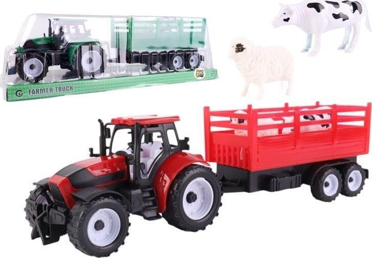 Pro Kids Traktor z przyczepą burtową i zwierzętami mix