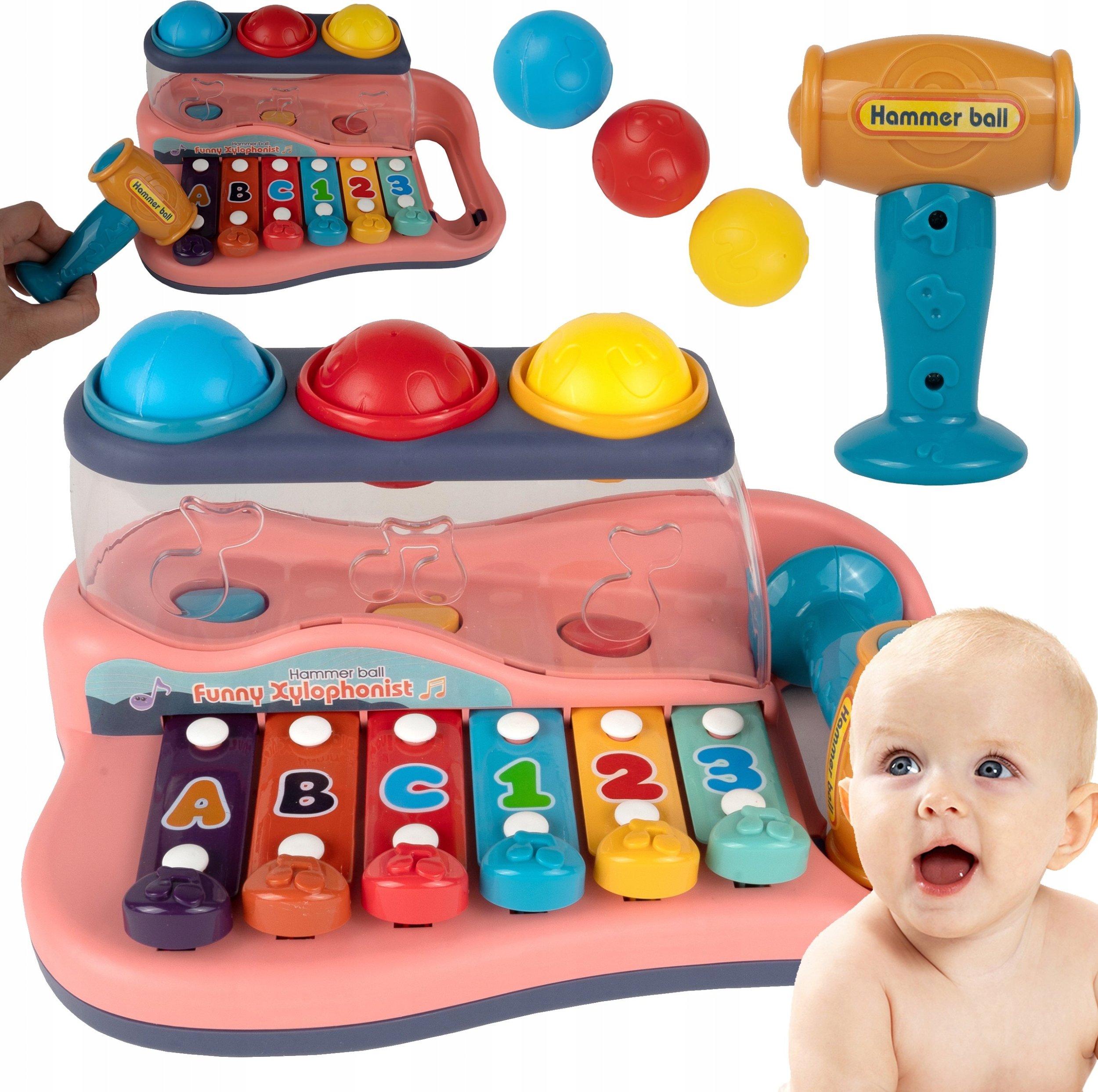 MalPlay Cymbałki Edukacyjne Ksylofon Pianinko dla Dzieci