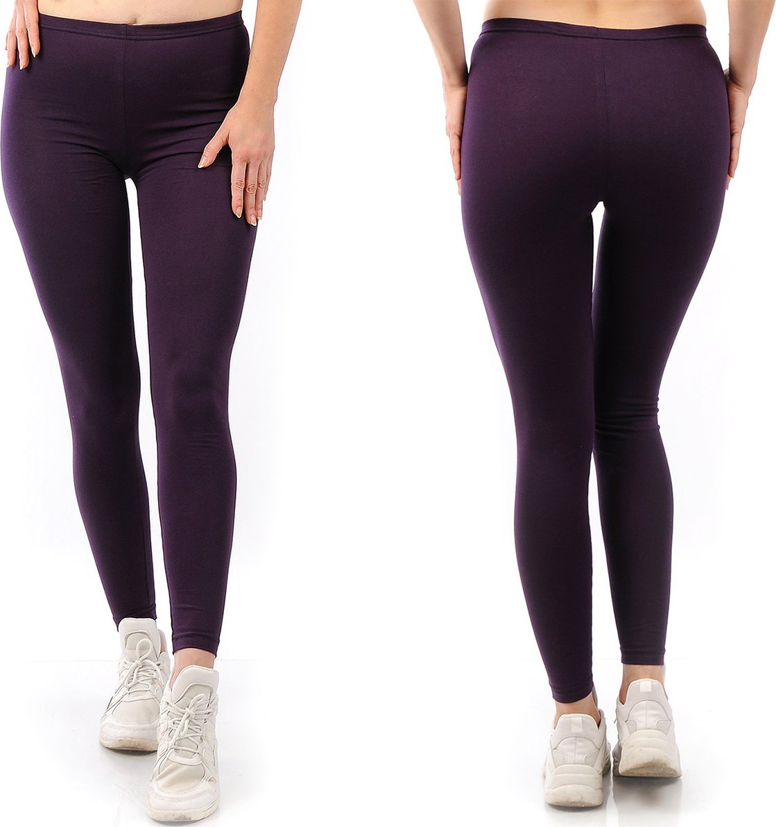 Legginsy damskie długie Polskie Getry Bawełniane Fioletowe 4XL