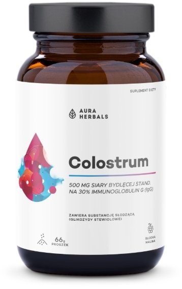 AURA HERBALS_Colustrum 500g suplement diety Słodka Malina 66g