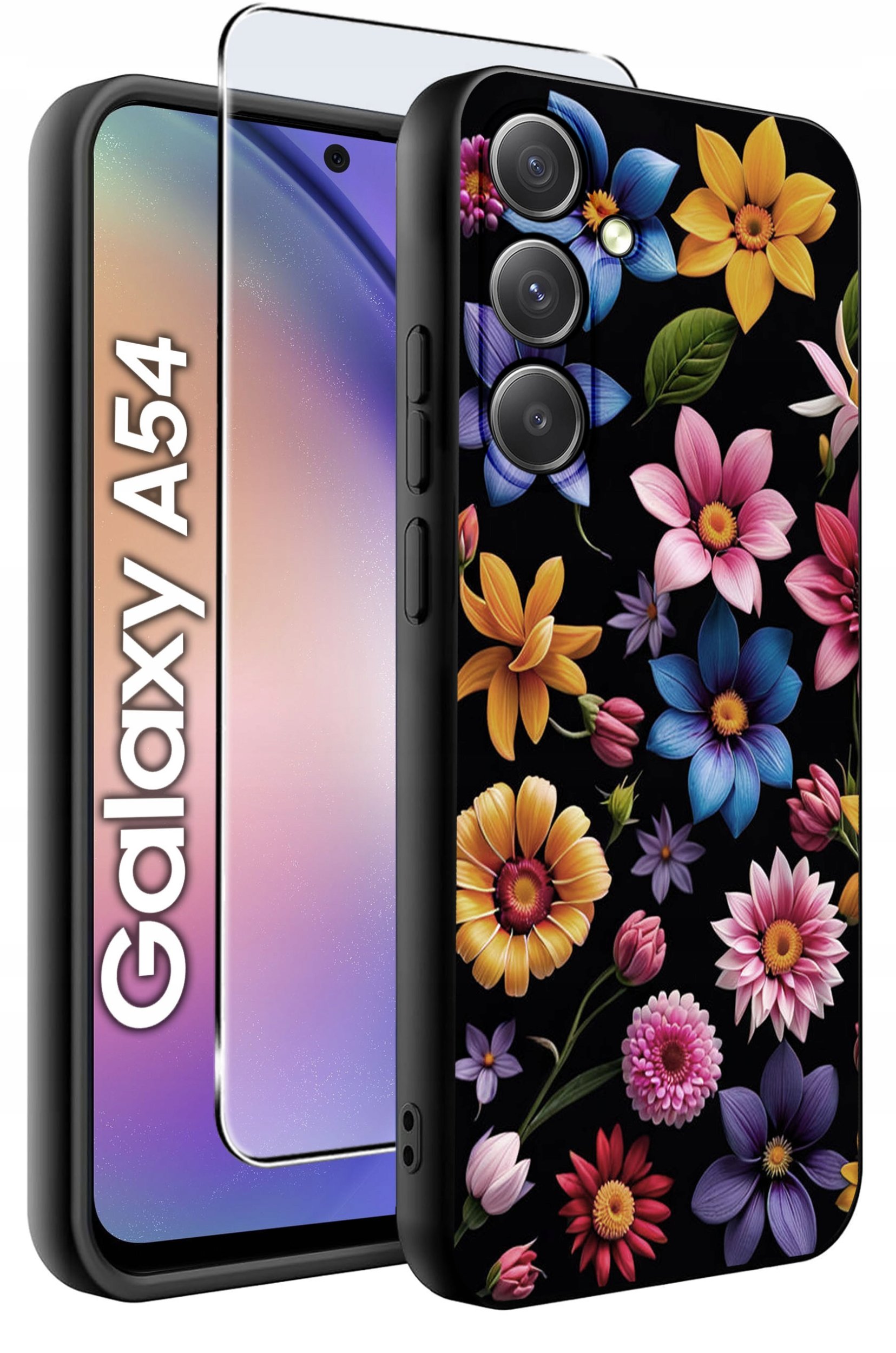 ETUI do Samsung A54 5G WZORY | SILIKONOWE MATT CASE + SZKŁO 9H