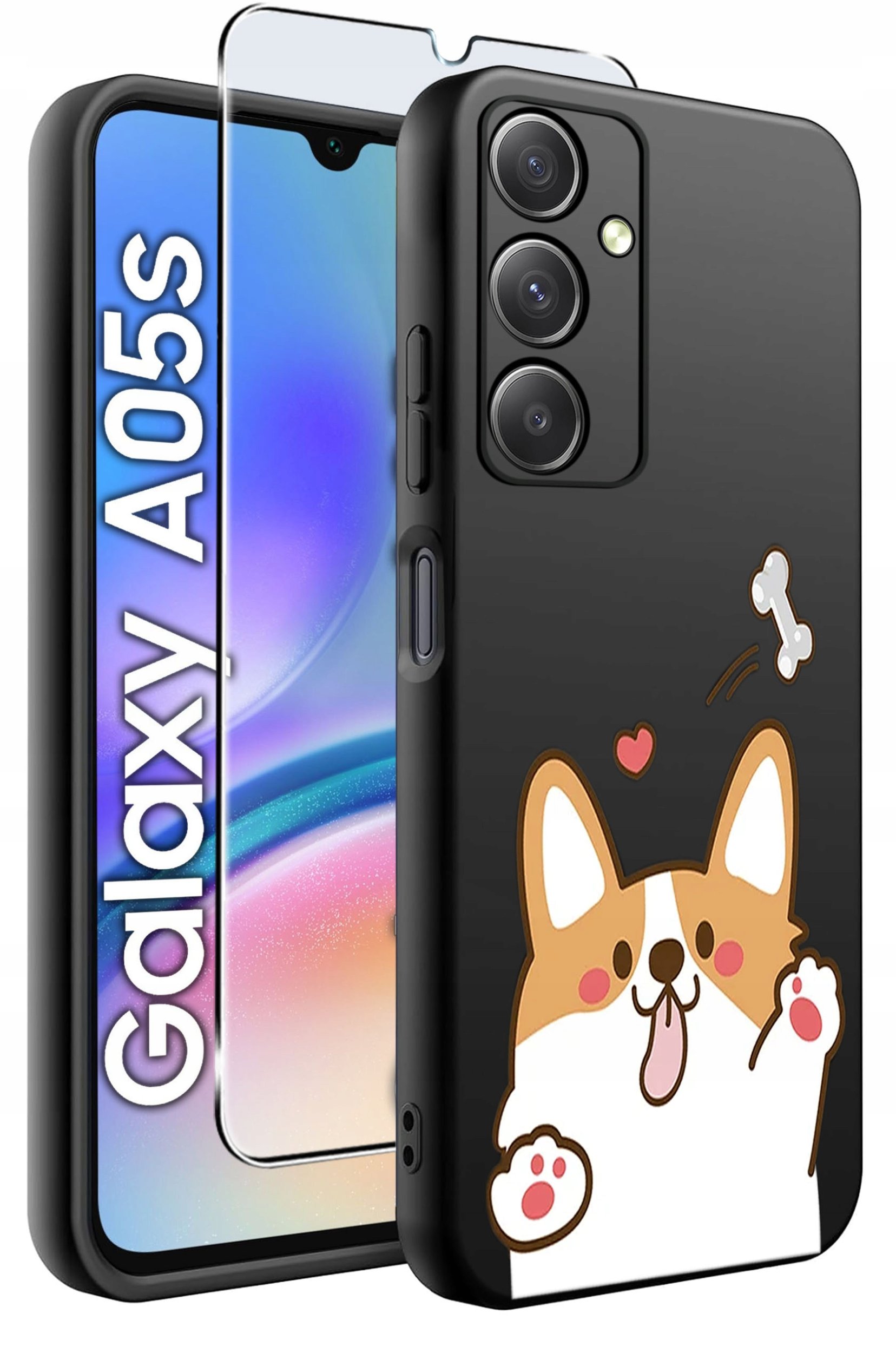 ETUI do Samsung A05s WZORY | SILIKONOWE MATT CASE + SZKŁO 9H