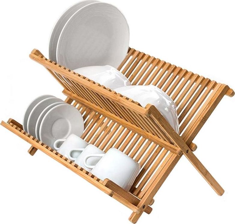 Excellent Houseware Suszarka do naczyń ociekacz bambusowy 2 poziomy uniwersalny