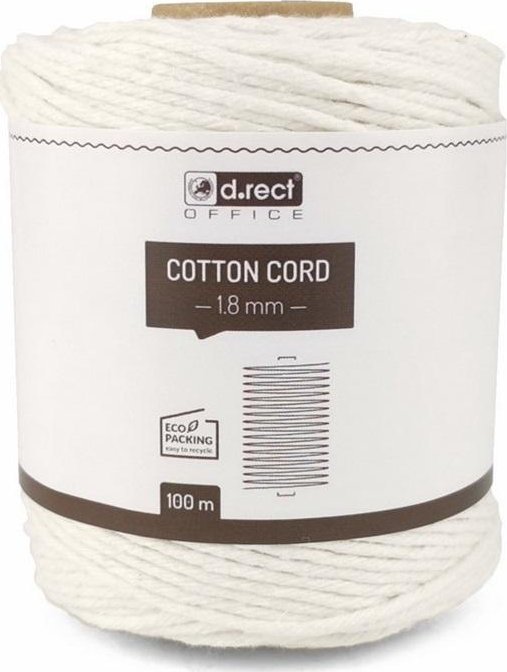 D.Rect Sznurek bawełniany 1,8mm 100m biały