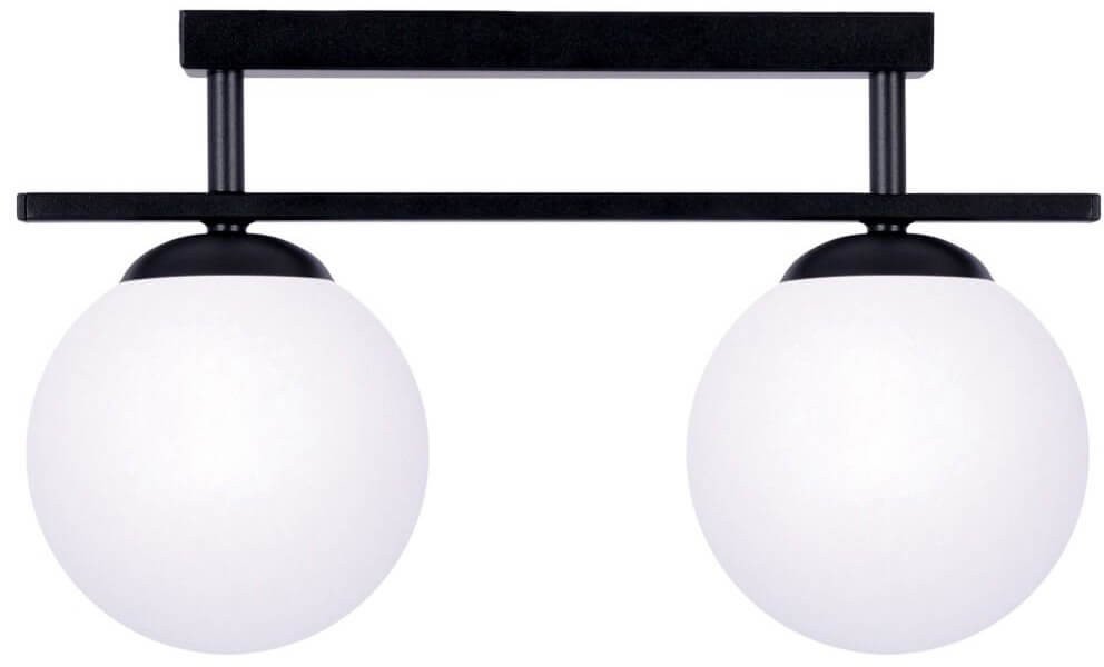 Lampa sufitowa Zumaline Kulista lampa przysufitowa GLOBE 1211 do salonu szklana czarny biały