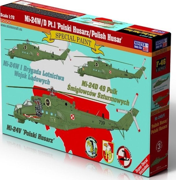 Olymp Aircraft Model helikoptera do sklejania Mi-24W/D Pt.1 Polski Husarz/Polish Husar 1:72 F-22