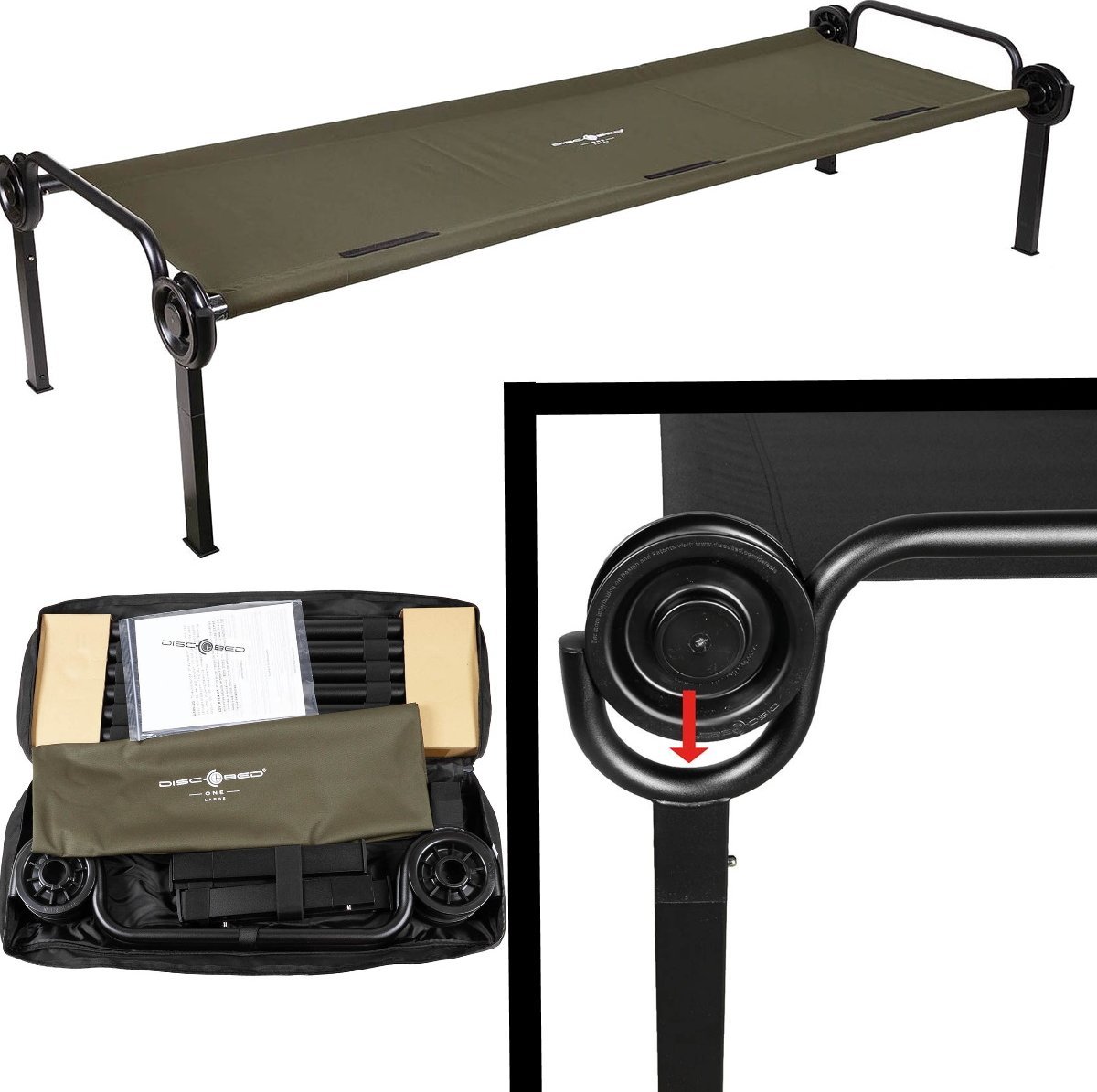 MFH Łóżko polowe Disc-O-Bed ONE L oliwkowe