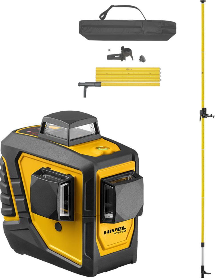 Nivel System Laser krzyżowy Nivel System CL3D-G 3x 360 (wiązka zielona) z tyczką rozporową LP-33