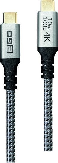 Kabel USB 2GO USB-C - USB-C 2 m Srebrny (797513)