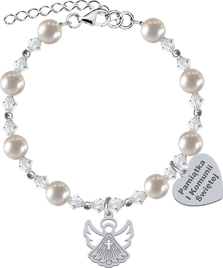 Radziszewska Jewellery I KOMUNIA ŚWIĘTA Bransoletka z Aniołkiem srebro GRAWER GRATIS