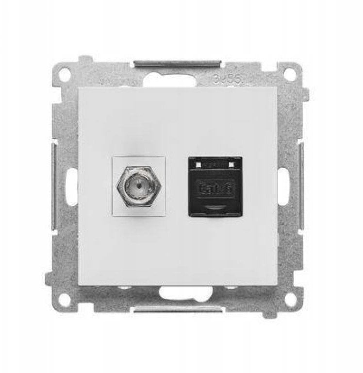 Kontakt-Simon Simon Gniazdo antenowe typu F + RJ45 kat.6 (moduł) Jasnoszary mat TASFRJ45.01/114