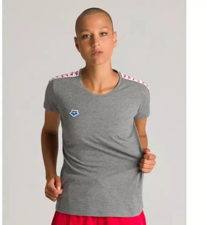 Arena KOSZULKA WOMEN'S T-SHIRT TEAM ICONS DARK GREY MELANGE WHITE RED 001225/524 L