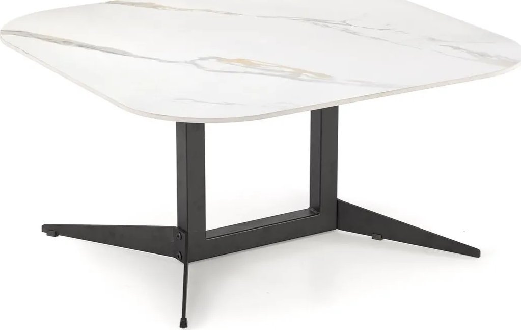 Halmar Ława BORNA 80x80 biały marmur/czarna HALMAR