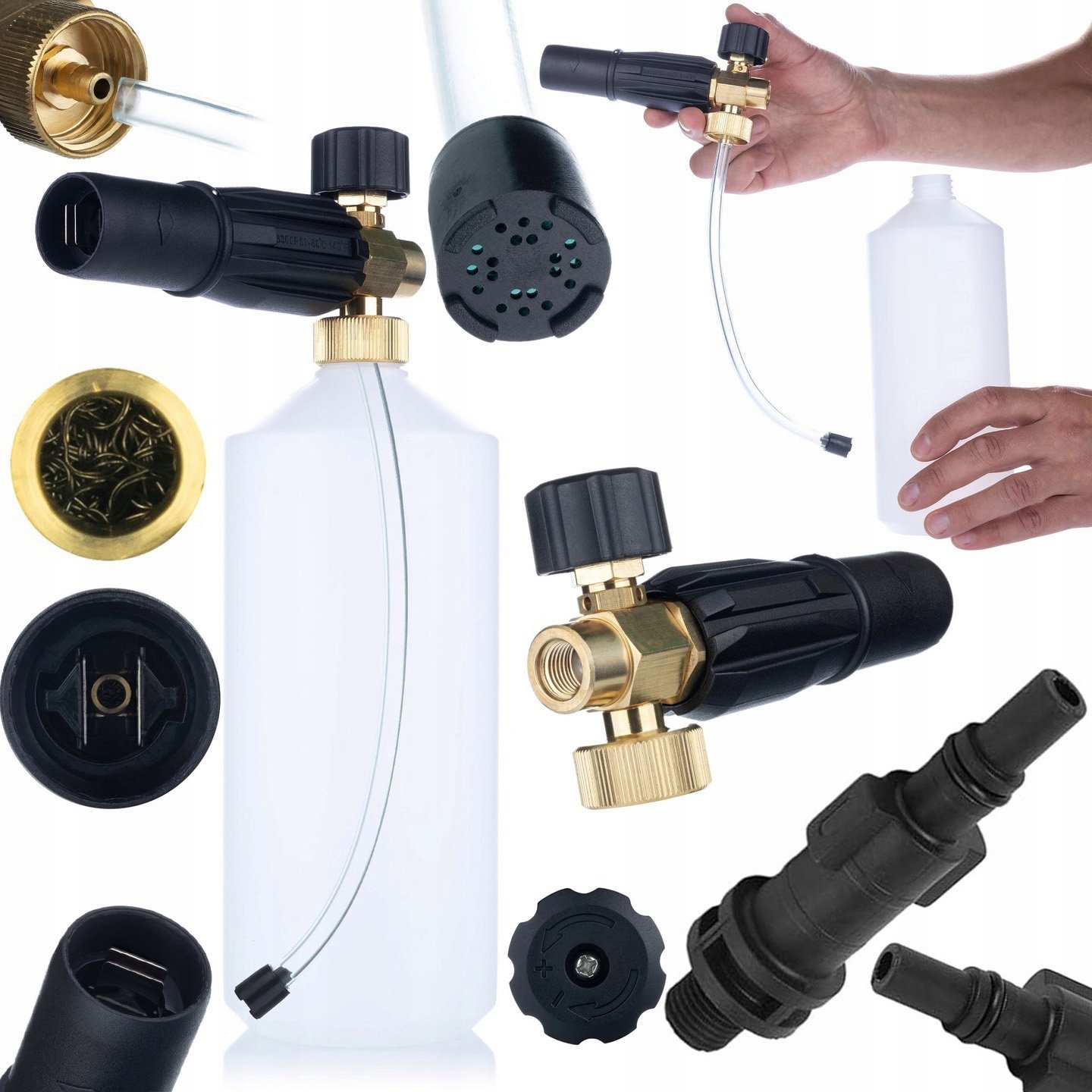 Rosfix Rosfix Pianownica S0401 1000ml do myjki ciśnieniowej G1/4F, dysza 1,23mm + Adapter / przejściówka do myjki ciśnieniowej Black&Decker na G1/4"M