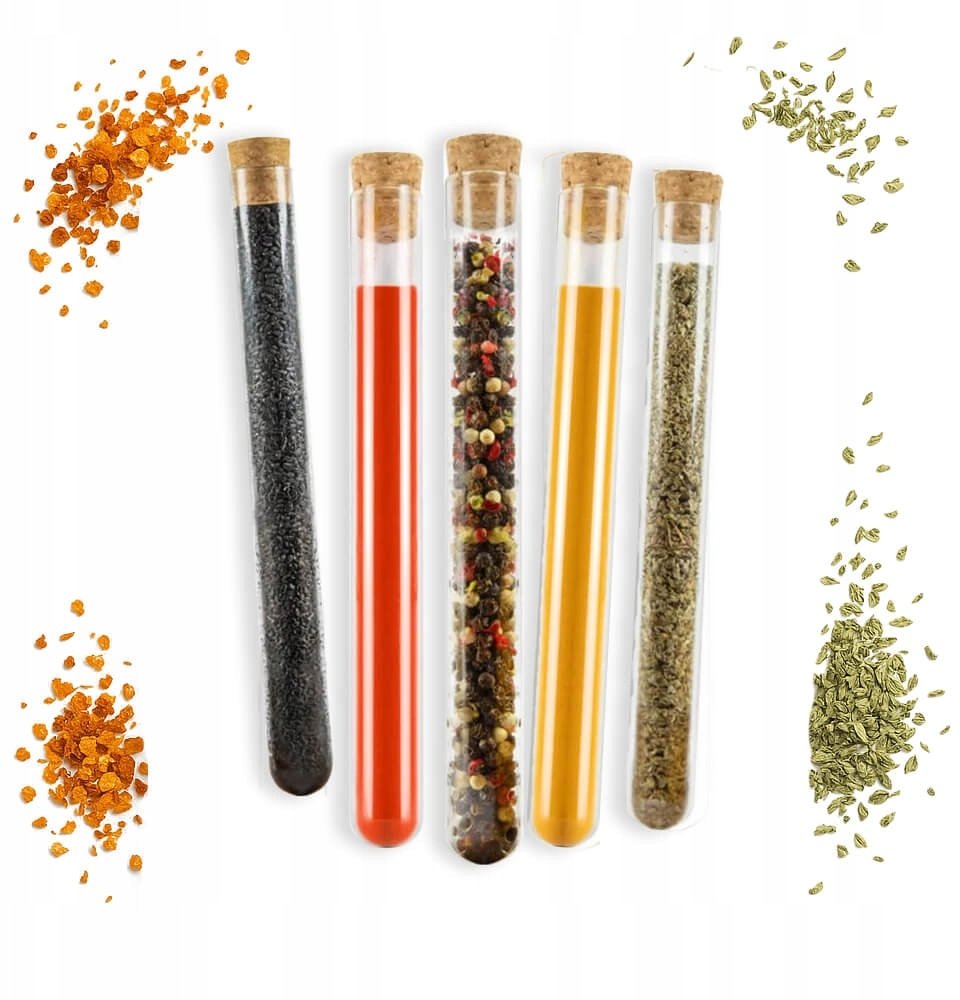 5x Fiolki szklane z korkiem na przyprawy zioła próbki cukierki ślub wesele