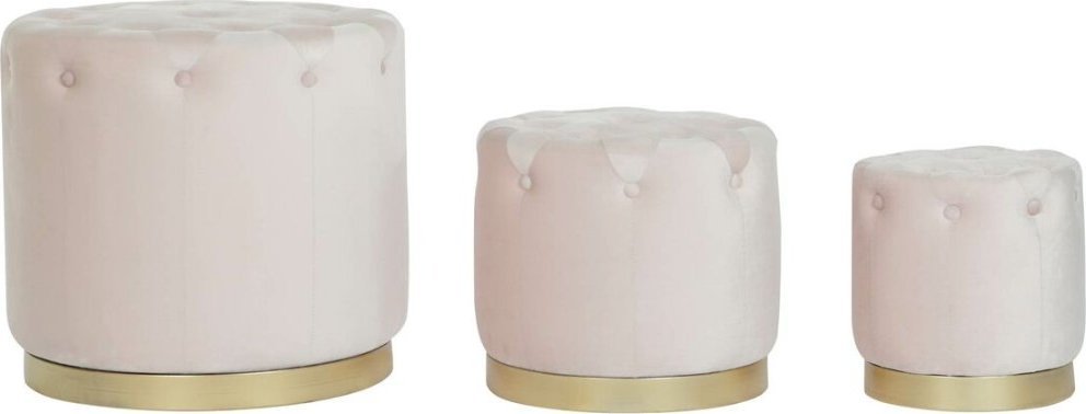 DKD Home Decor Ergonomiczny DKD Home Decor Różowy Złoty Drewno MDF Aksamit 60 x 60 x 54 cm (3 Sztuk)