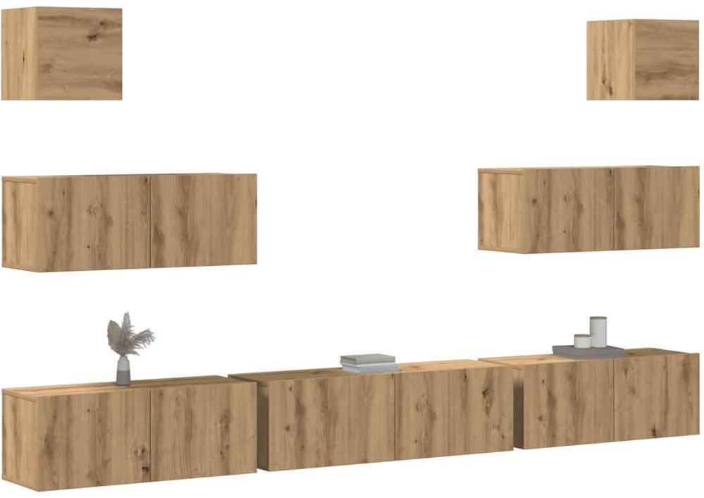 vidaXL 7-cz. zestaw szafek TV, dąb artisan, materiał drewnopochodny