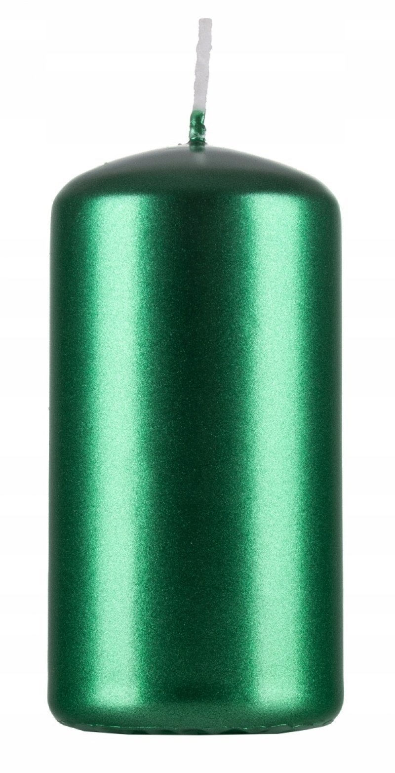 Donau Home Świeca słupek Standard Lakier, 50x100mm, 4 szt., zielony metaliczny połysk