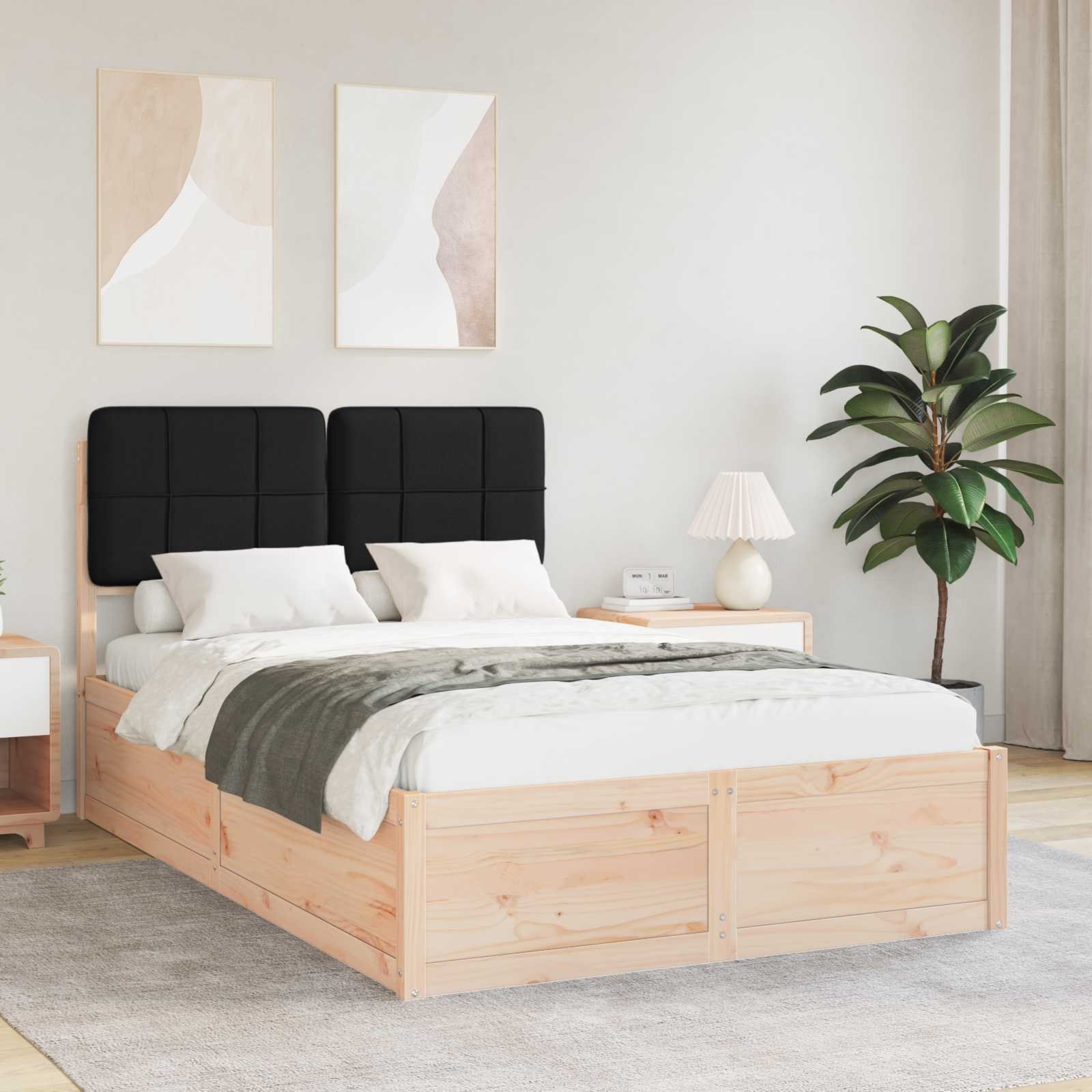 vidaXL Łóżko z tapicerowanym wezgłowiem czarne 120 x 200 cm