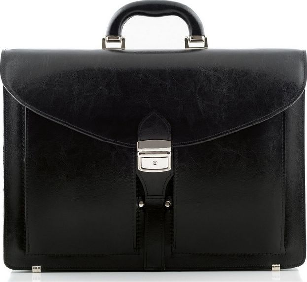 Belveder Elegancki neseser skórzany męski czarny BN41
