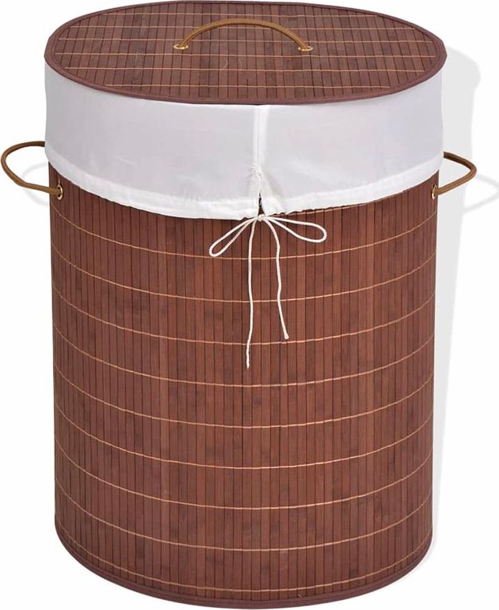 Kosz na pranie Elior Owalny kosz z bambusa Lavandi 3X - brązowy