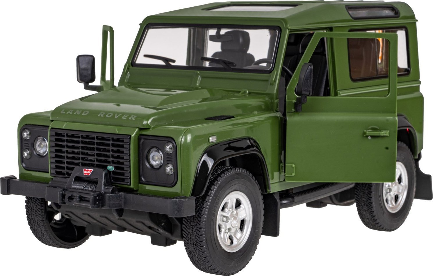 Rastar Land Rover Defender zielony RASTAR model 1:14 Zdalnie sterowanie auto + Pilot 2,4 GHz + Ręcznie otwierane drzwi