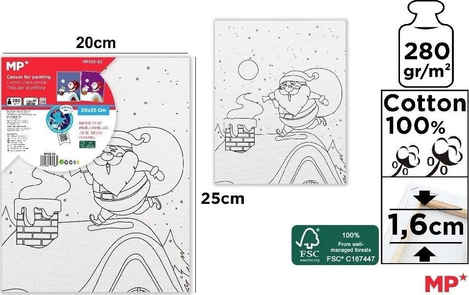 Płótno do malowania Mikołaj 20x25cm