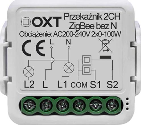 OXT Moduł OXT mini przekaźnik 2 obw. bez N ZigBee TUYA