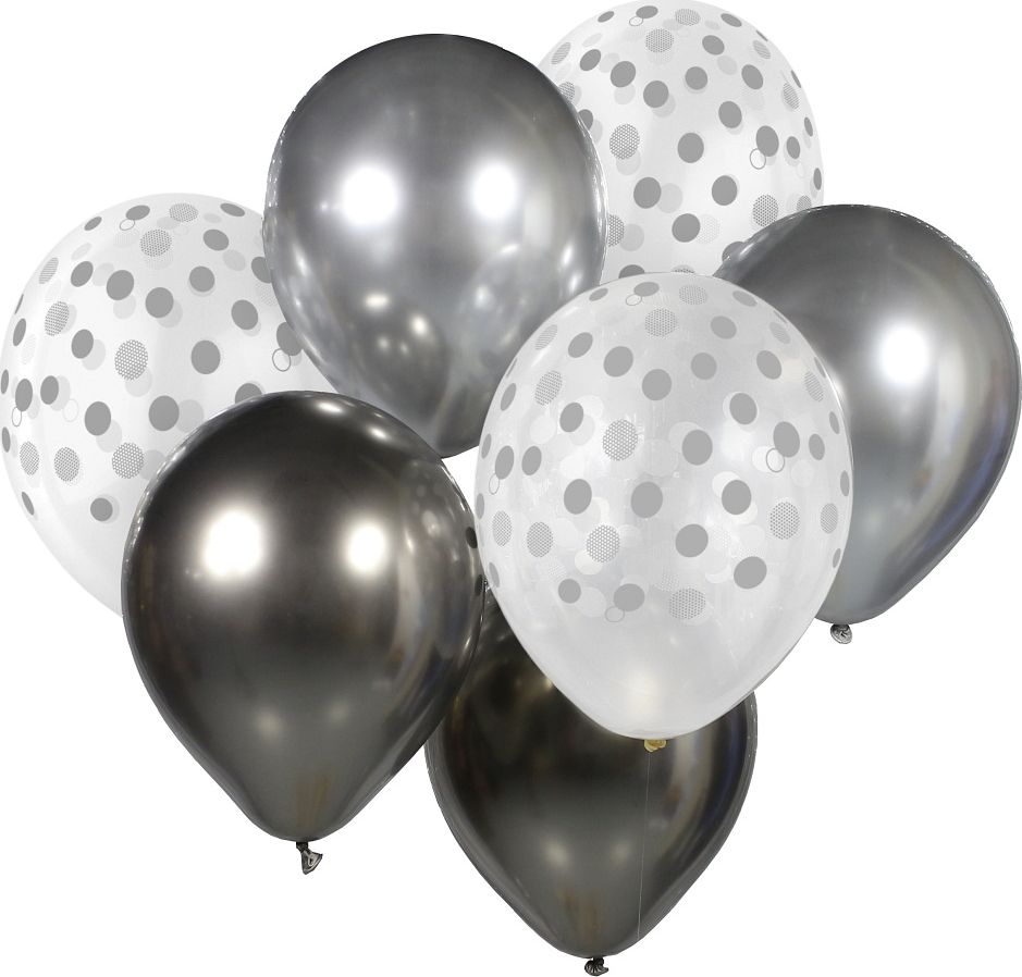 GoDan Bukiet balonowy B&C srebrno-grafitowy, 7 szt.