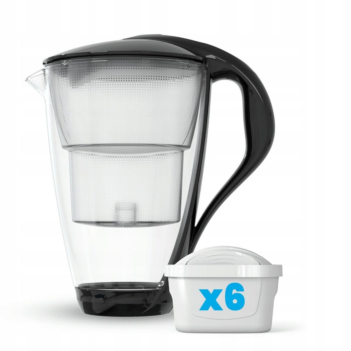 Dzbanek filtrujący Dafi Szklany dzbanek filtrujący CRYSTAL LED czarny 6 wkładów Unimax