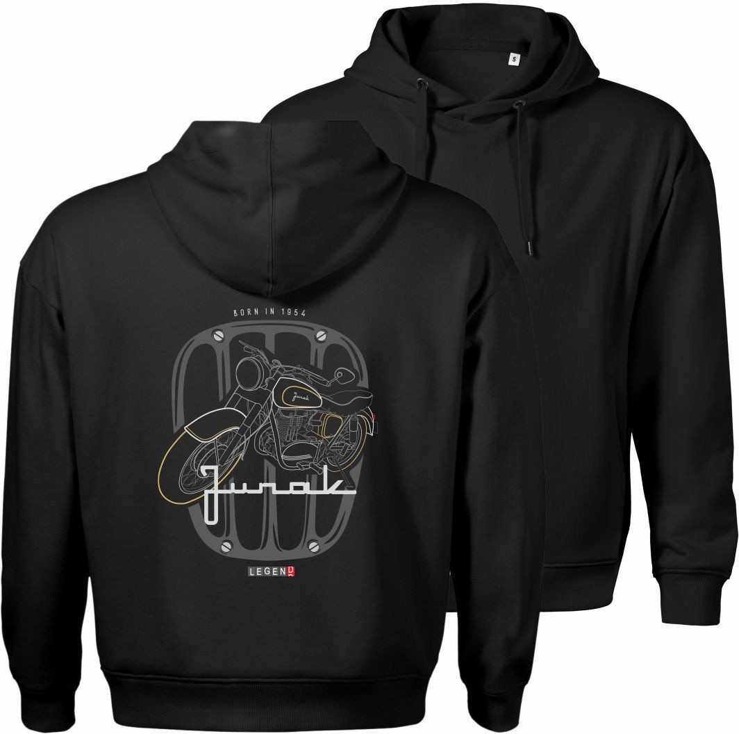 Bluza z kapturem motocyklowa z motocyklem na motor Junak M10 męska czarna L