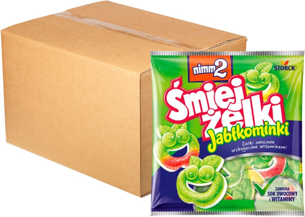nimm2 Śmiejżelki Jabłkominki Żelki owocowe wzbogacone witaminami 90 g x 24 sztuk
