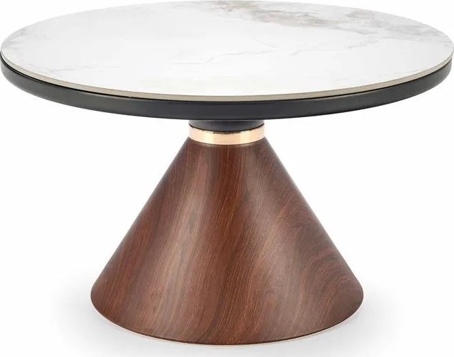 Halmar Stolik kawowy GENESIS 70x70 biały marmur/orzech HALMAR