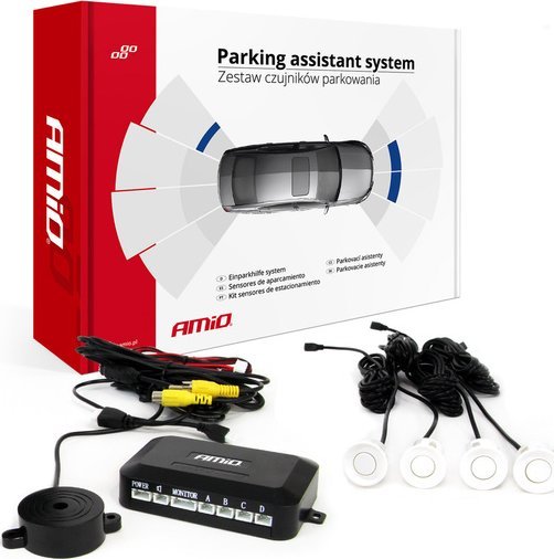 AMiO Zestaw czujników pod kamerę i wyświetlacz LCD białe 22mm AMIO-02991
