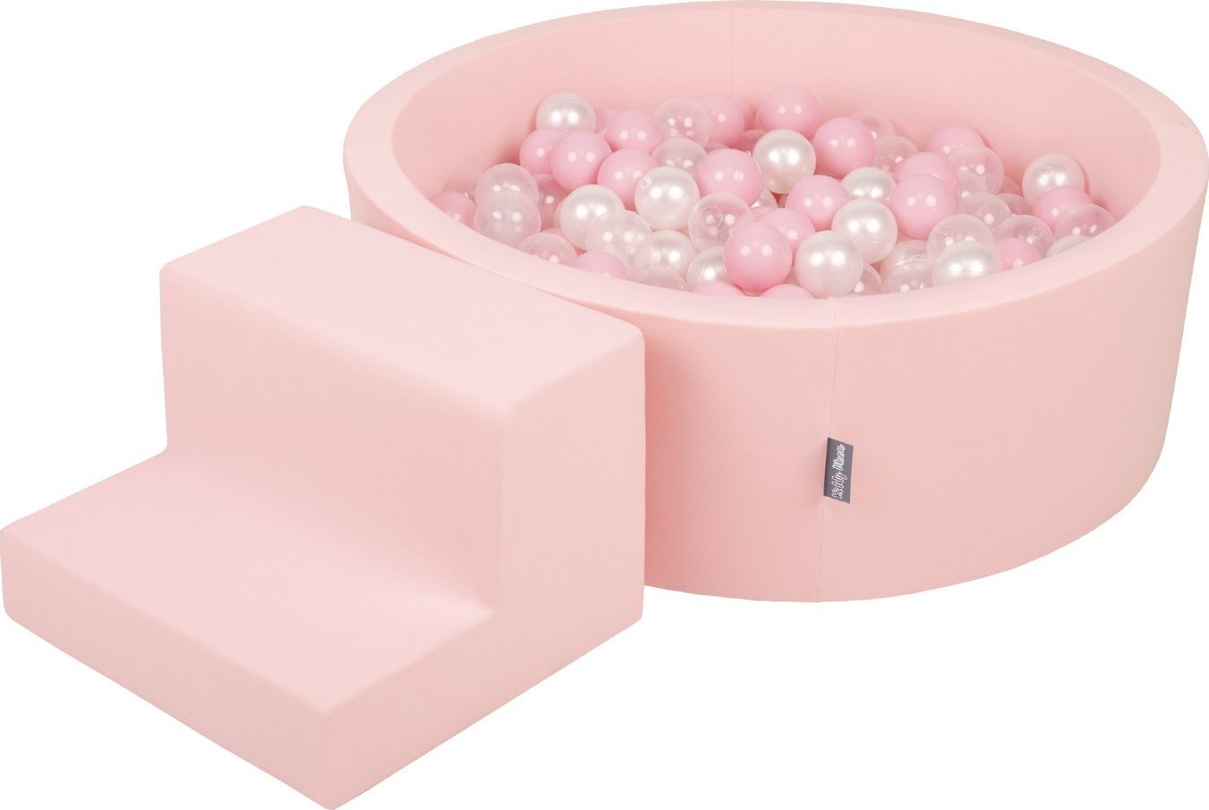 KiddyMoon KiddyMoon Piankowy plac zabaw PPZP-OK30D-122 z piłeczkami różowy: pudrowy róż-perła-transparent basen 100/schodek Zabawka plac zabaw