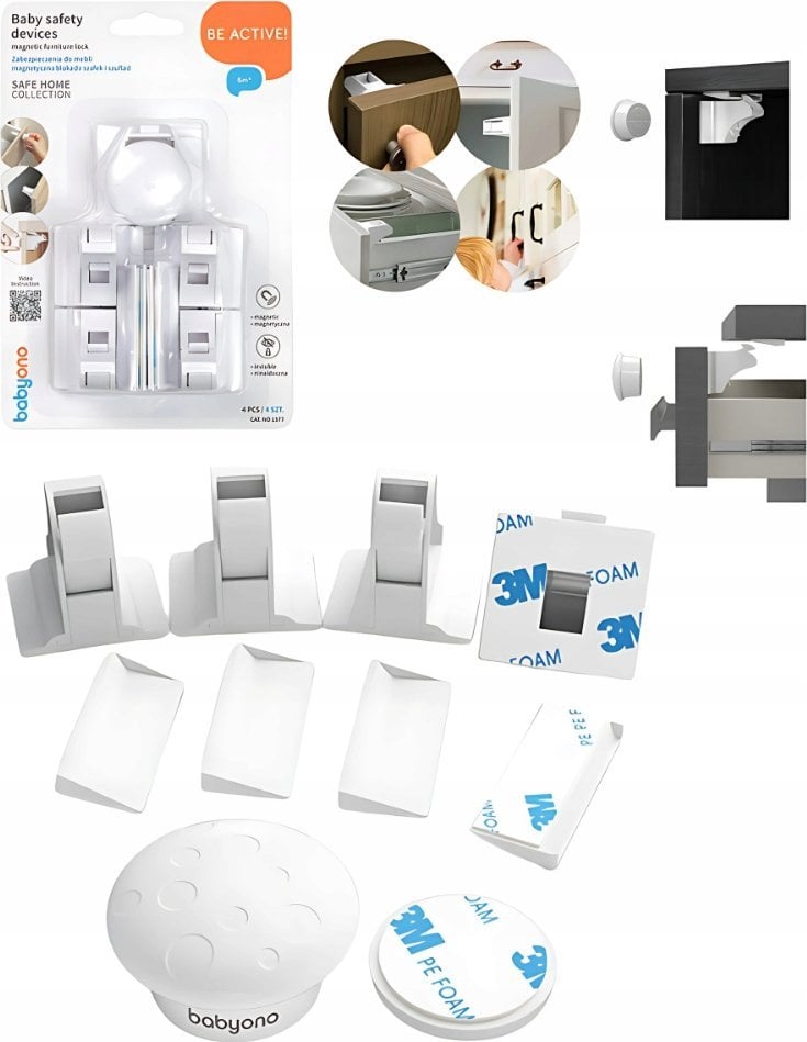 BABYONO 1577 ZABEZPIECZENIA DO MEBLI.MAGNETYCZNA BLOKADA SZAFEK I SZUFLAD 4SZT