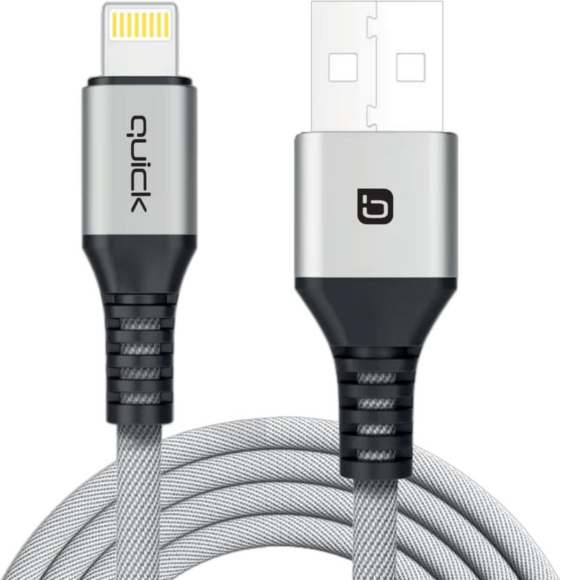 Kabel USB Quick USB-A - Lightning 1.5 m Szary (4752168141250)