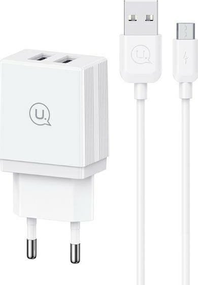 Ładowarka Usams USAMS Ład. siec. 2xUSB-A + kabel Micro/ USB-A Fast Charging biały/white series HC HCXLTZ02
