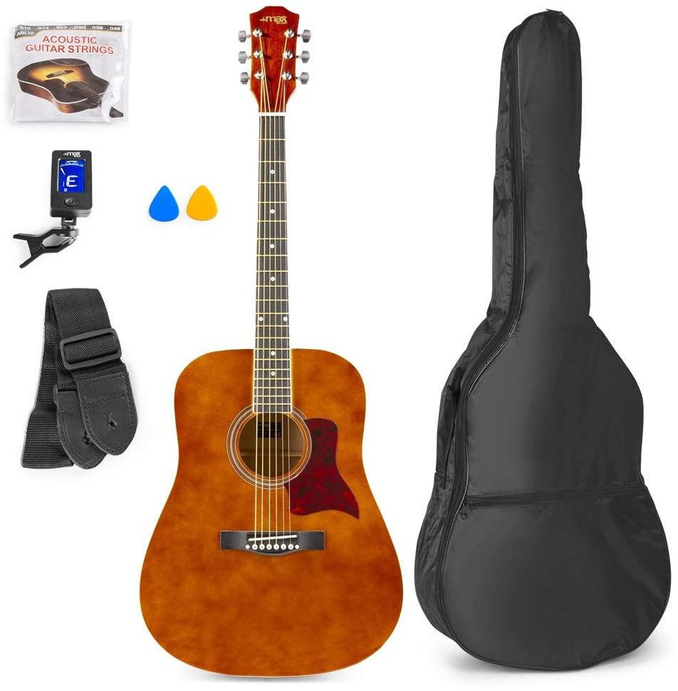 Zestaw: Gitara akustyczna Max Solojam Western ciemny naturalny+ akcesoria one size