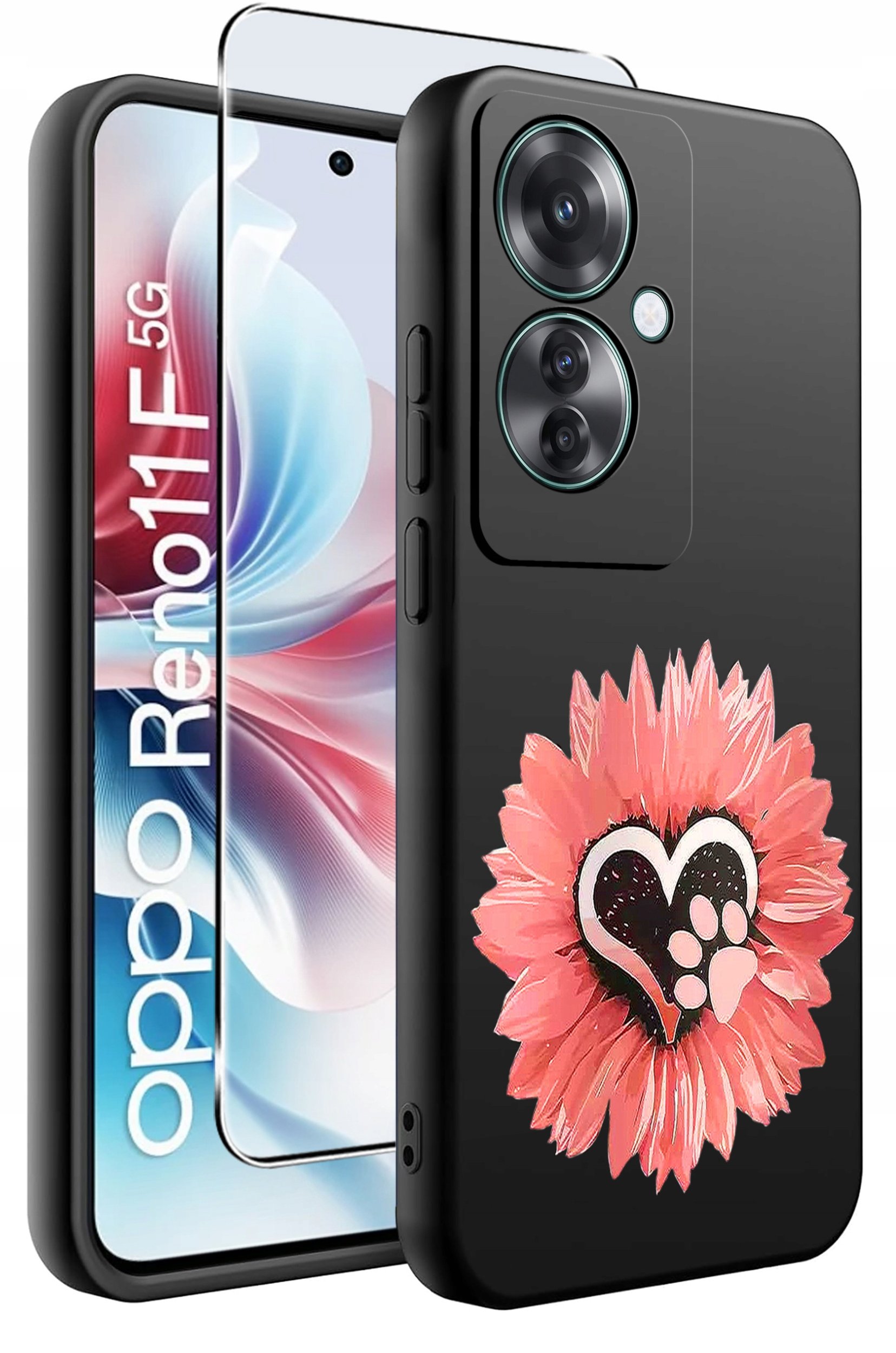 ETUI do Oppo Reno11 F 5G WZORY | SILIKONOWE MATT CASE + SZKŁO HARTOWANE 9H