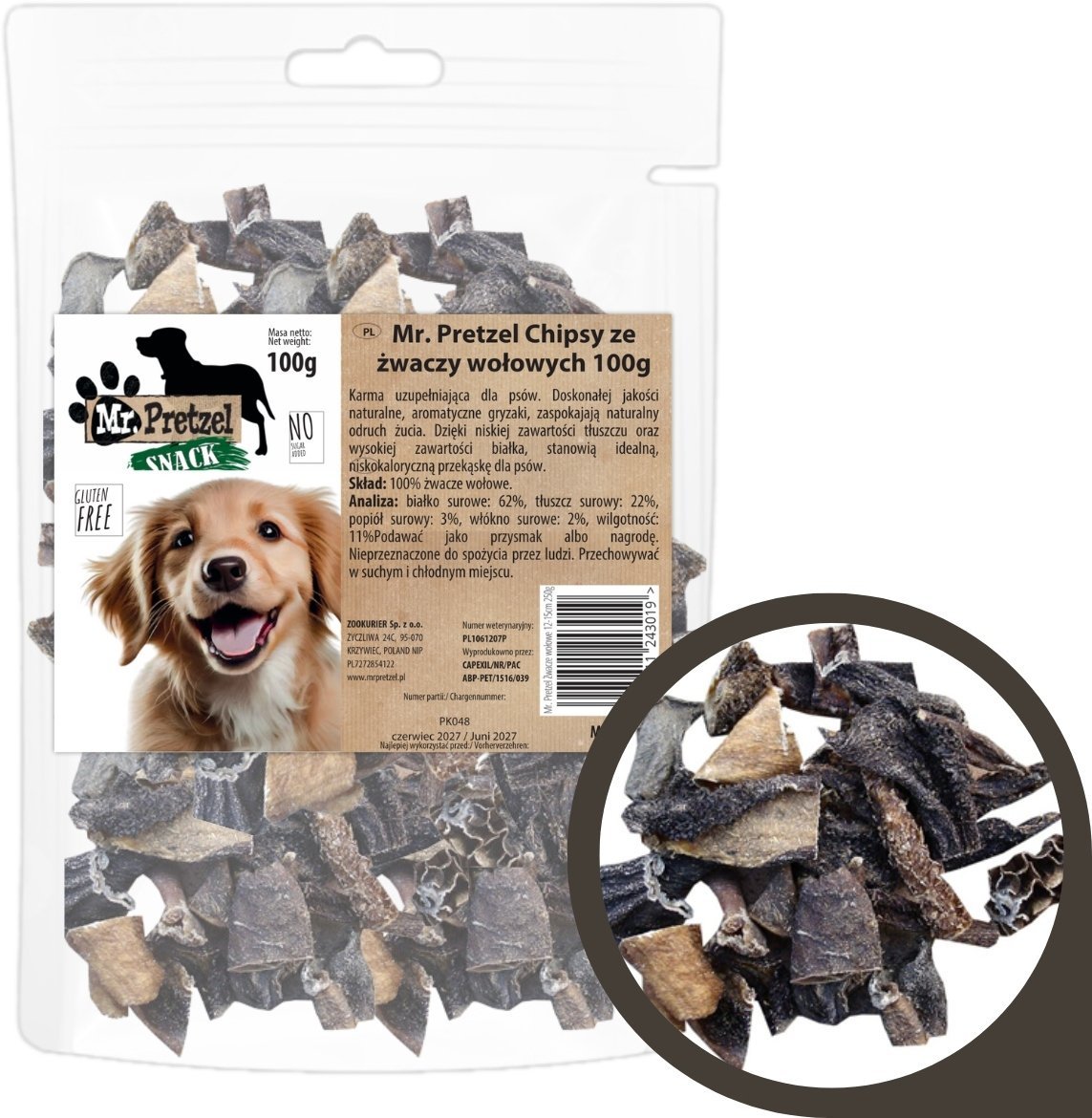 Mr Bandit Chipsy ze żwaczy wołowych 100g