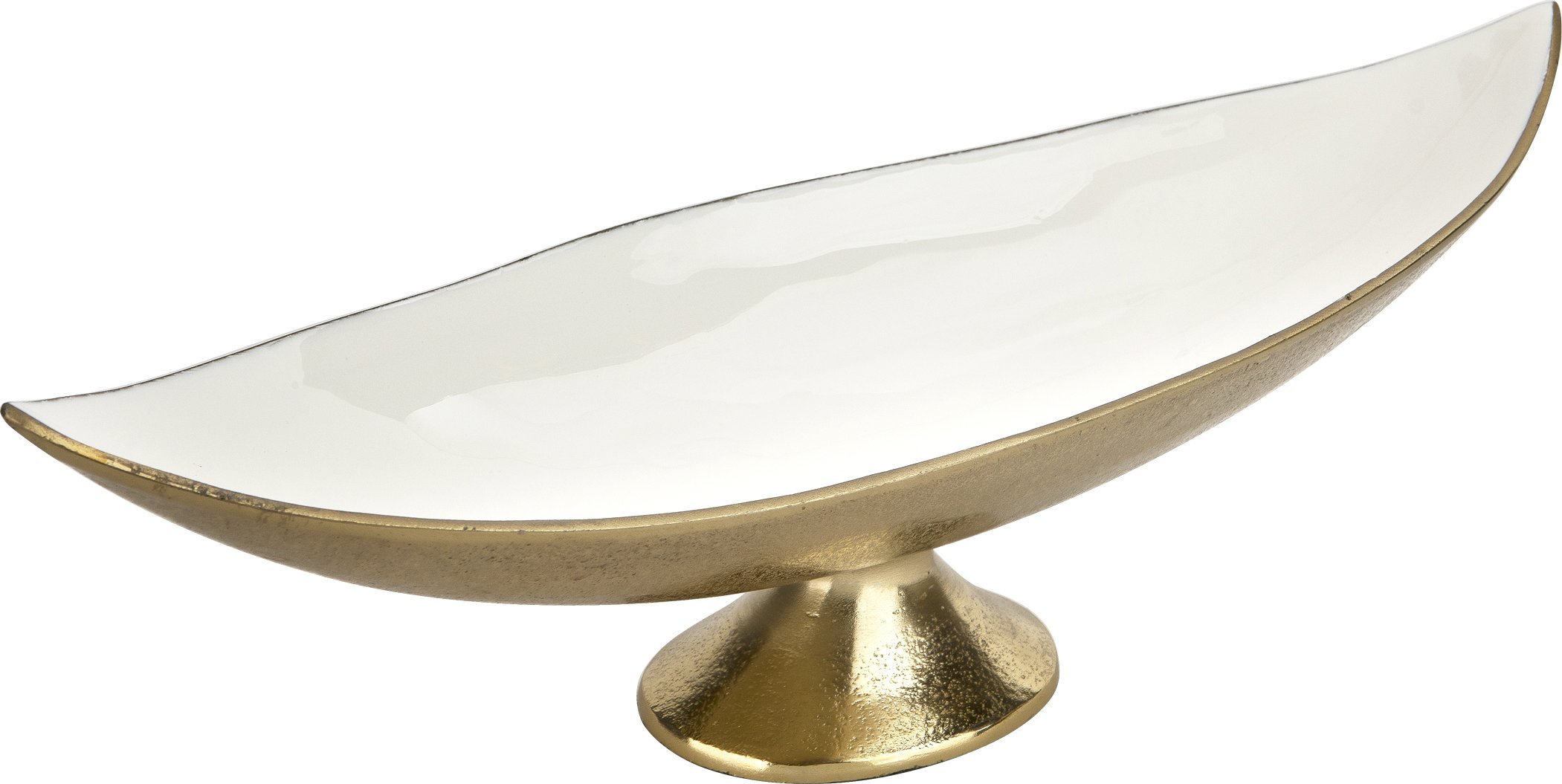 Ewax Półmisek dekoracyjny duży 51 cm biało-złoty metalowy