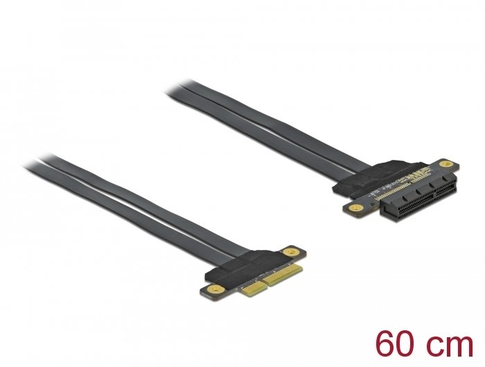 DeLOCK Riser Card PCI Express x4 to x4 with flexible cable 60 cm, 0.6 m, PCI Express x4, PCI Express x4, Black, Box, 1 pc(s)