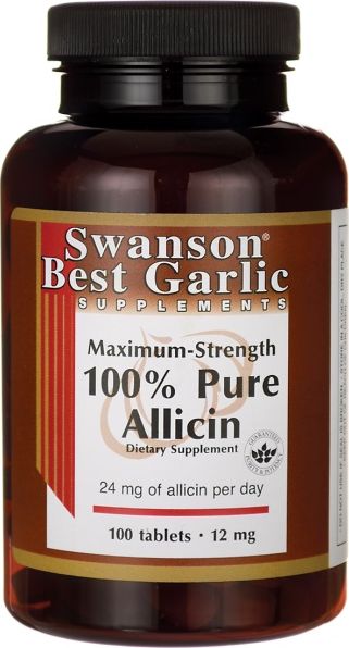 Swanson Swanson - Allicyna, 100% Czysta, 12mg, Super Siła, 100 tabletek