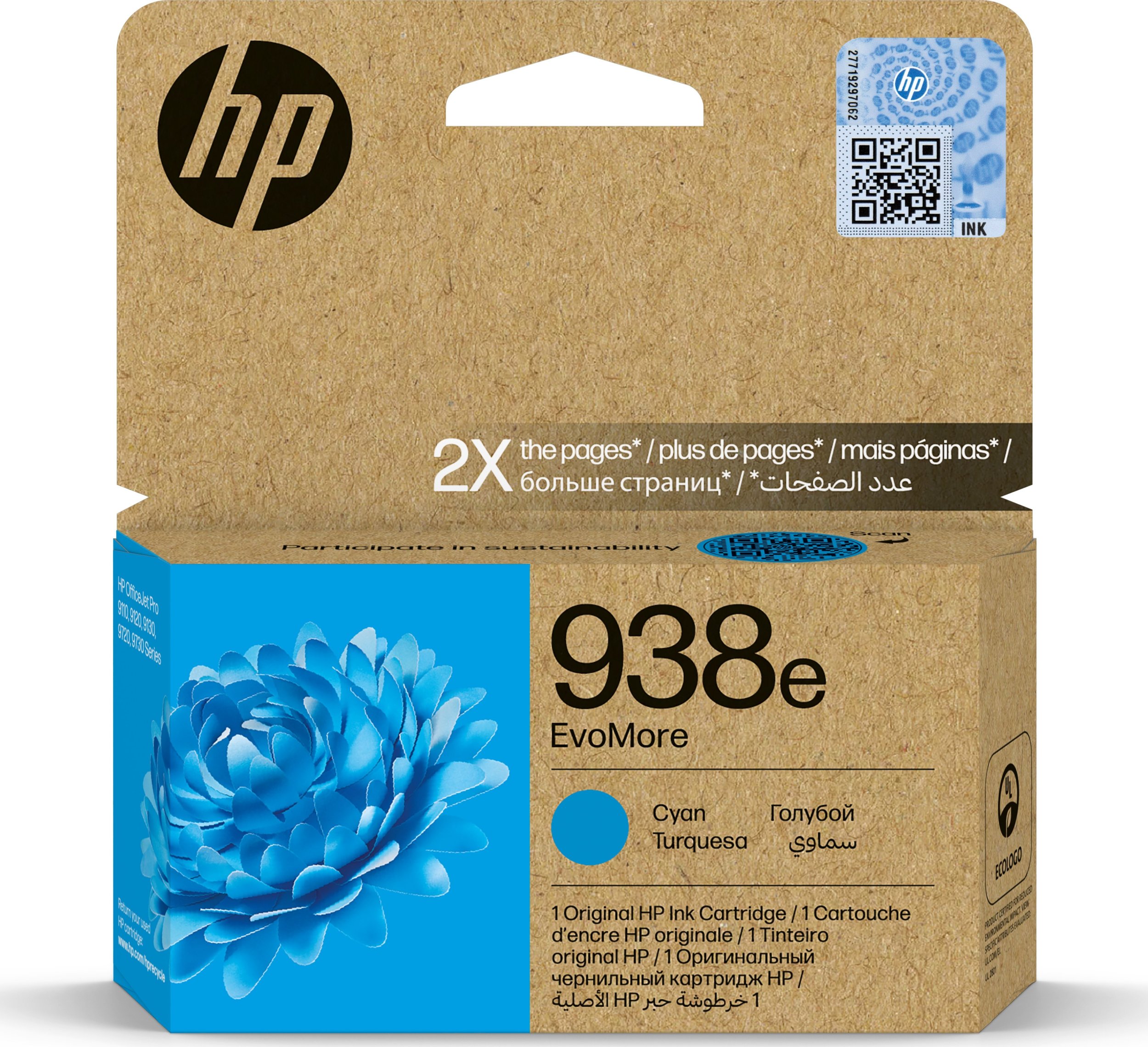 HP Oryginalny wkład z niebieskim atramentem 938e EvoMore